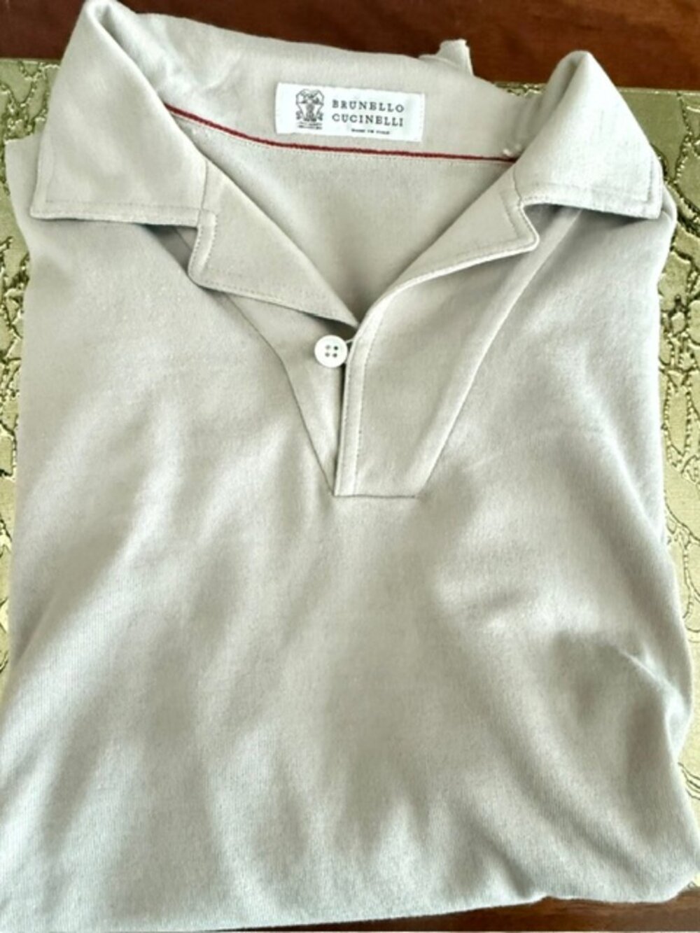 Brunello Cucinelli authentic 100% Cotton SS Men's Polo, Taupe or Beige, IT Size